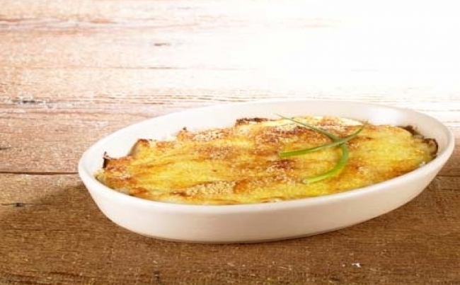 Gratín de arroz verde alverjado